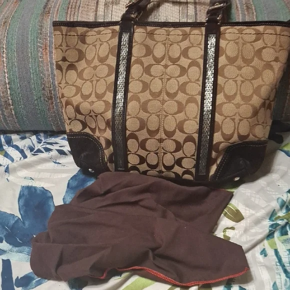 Coach Brown and Black Signature Tote - Picture 2 of 2